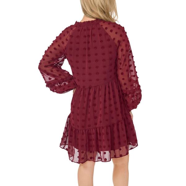 Petite MSK Long Sleeve Clip Dot Tier A-Line Dress alternate view
