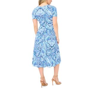Petite MSK Short Sleeve V Neck Paisley Midi Dress alternate view