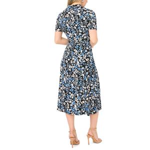 Petite MSK Short Sleeve Floral 1/4 Zipper Midi Dress alternate view