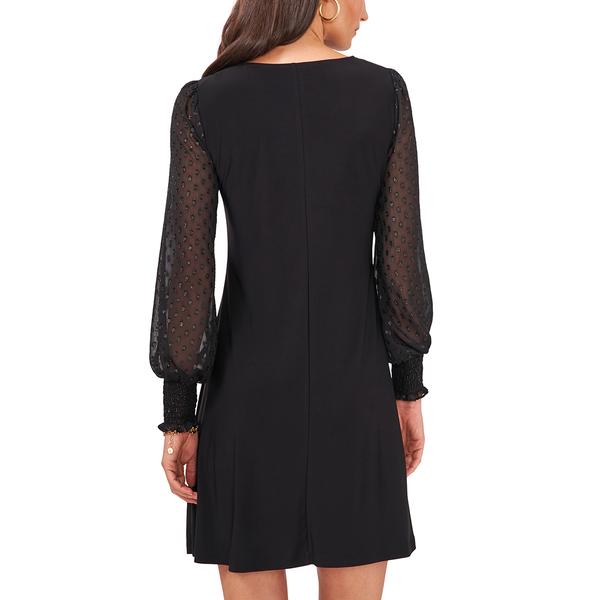 Petite MSK Long Mesh Clip Dot Sleeve Shift  Dress alternate view
