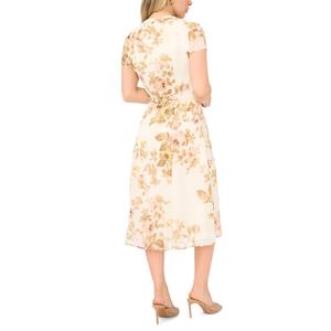 Petite MSK Short Sleeve Floral Chiffon Pintuck Midi Dress alternate view