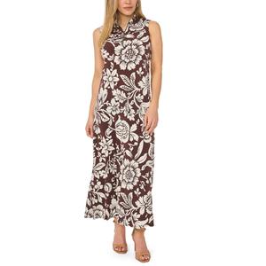 Petite MSK Sleeveless 1/2 Zip Neck Floral Maxi Dress
