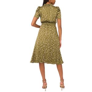 Petite MSK Short Puff Sleeve Leaf Chiffon A-Line Dress alternate view