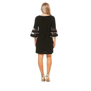 Petite MSK 3/4 Bell Sleeve Rhinestone Trim Shift Dress alternate view