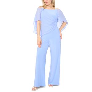 Petite MSK Solid Capelet Overlay Rhinestone Trim Jumpsuit alternate view