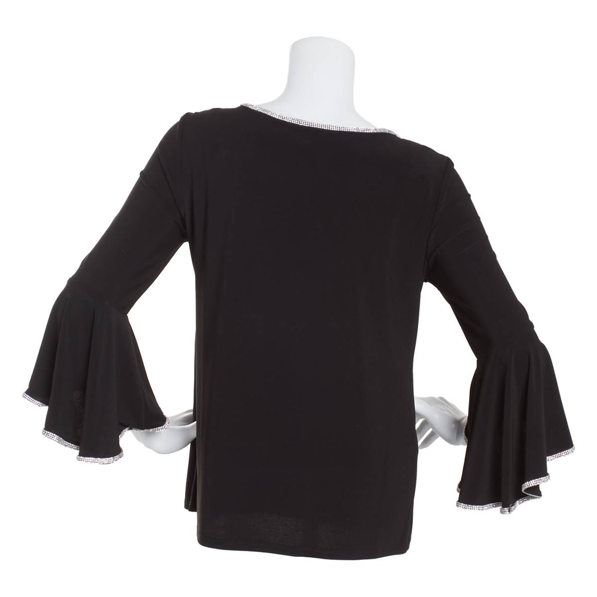 Petite MSK Bell Sleeve Rhinestone Trim Blouse