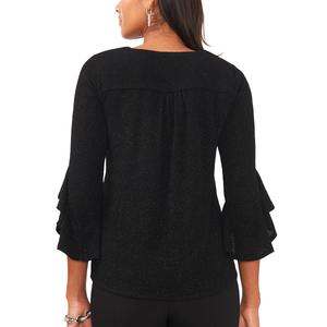 Petite MSK Ruffle Trim Bell Sleeve V Neck Blouse alternate view