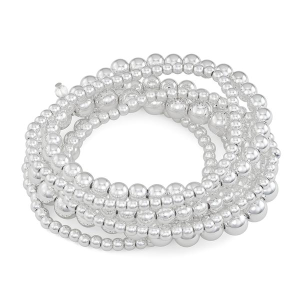 Napier Silver-Tone Beads 7 Row 2.25in. Stretch Bracelet