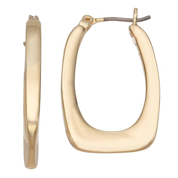 Napier Gold-Tone Tailored Oval Click-Top Hoop Earrings
