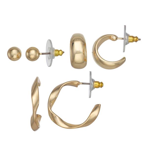 Napier Gold-Tone Stud & Hoop 3pc. Earrings