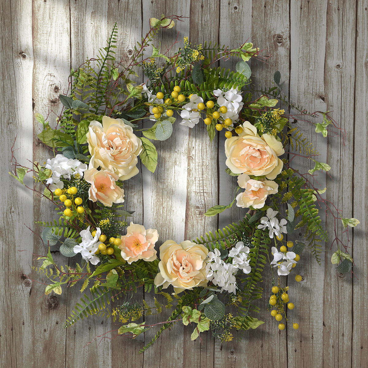 National Tree 20in. Yellow/White Spring Flowers Wreath