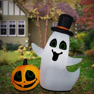 National Tree 4ft. Halloween Inflatable Ghost and Pumpkin alternate view