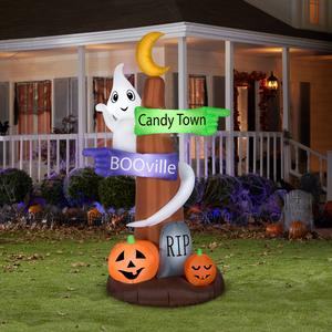 National Tree 8ft. Inflatable Signpost and Ghost alternate view