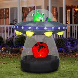 National Tree 72in. Inflatable Halloween Alien Spacecraft alternate view