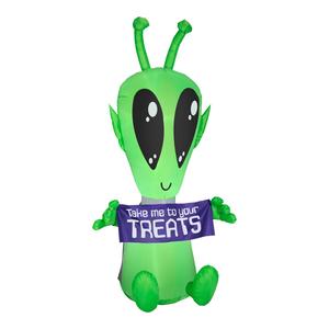 National Tree 84in. Inflatable Halloween Alien with Sign
