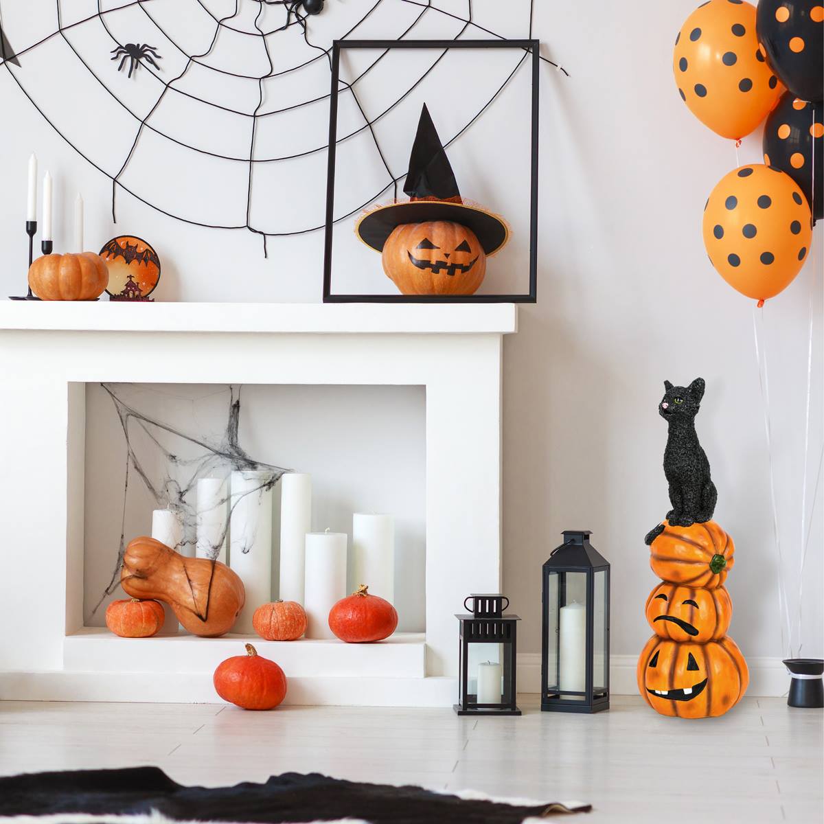 National Tree 32in. Halloween Black Cat And Pumpkin Stack Decor