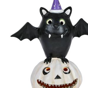 National Tree 22in. Pre-Lit Bat Standing on Pumpkins Decor alternate view