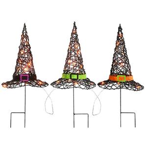 National Tree 23in. Pre-Lit Black Witchs Hat Garden Stakes