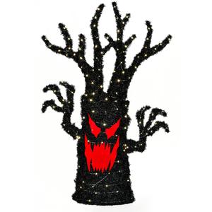 National Tree 48in. Pre-Lit Frightening Face Halloween Tree