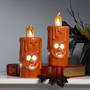 National Tree 7in. Jack O' Lantern Porcelain Candle - Set of 2 alternate view