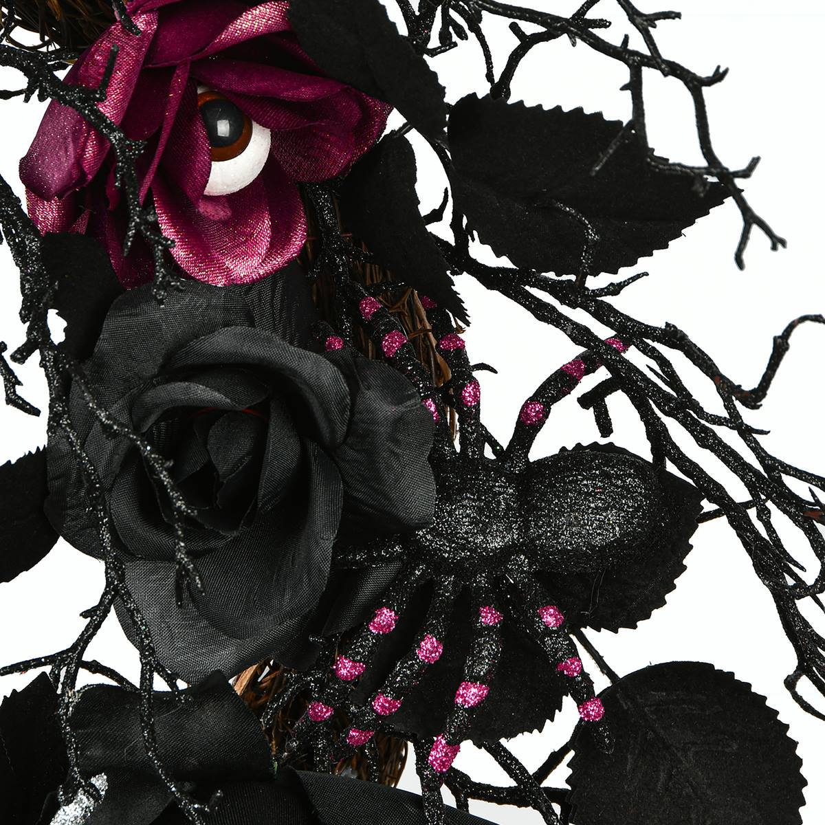 National Tree 22in. Halloween Black Rose Wreath