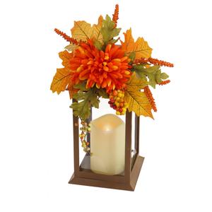 National Tree 14in. Mum Flower Harvest Lantern