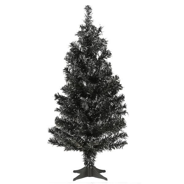 National Tree 2ft. Black Tinsel Tree