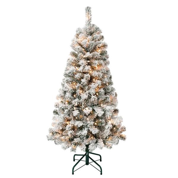 National Tree 4.5ft. Acacia Flocked Christmas Tree w/100 Lights