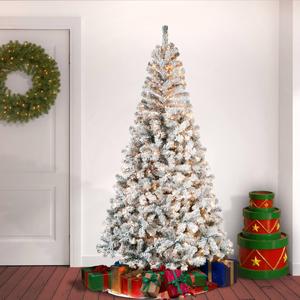 National Tree 7.5ft Acacia Flocked Pre-Lit Christmas Tree alternate view