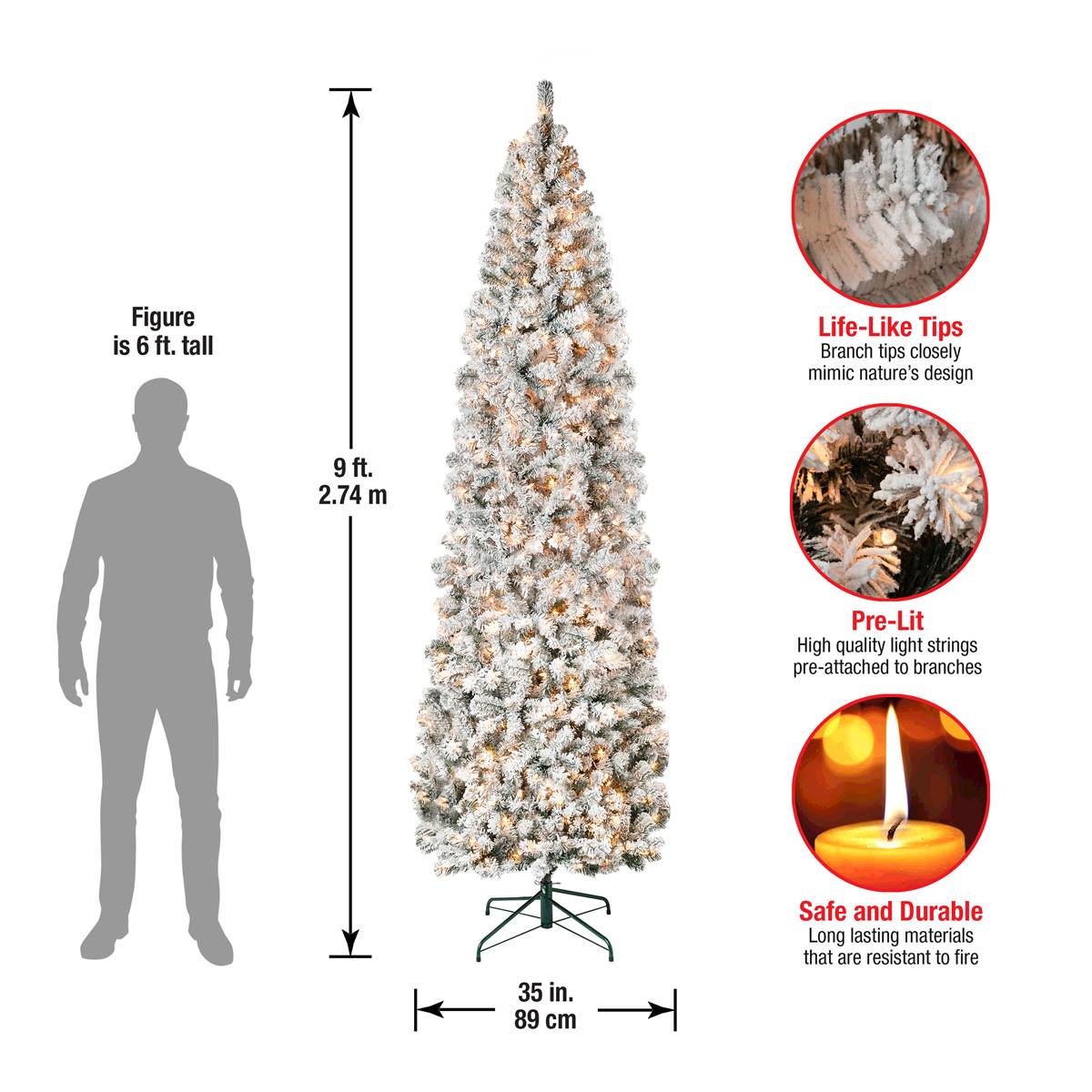 National Tree 9ft. Acacia Flocked Pre-Lit Christmas Tree