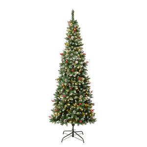 National Tree 7.5ft Cullen Slim Prelit Christmas Tree w/ Pinecone