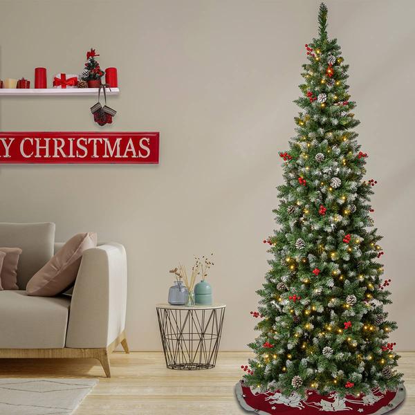 National Tree 7.5ft Cullen Slim Prelit Christmas Tree w/ Pinecone alternate view