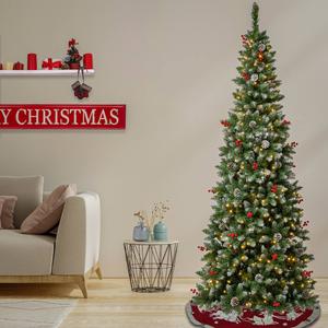 National Tree 7.5ft Cullen Slim Prelit Christmas Tree w/ Pinecone alternate view