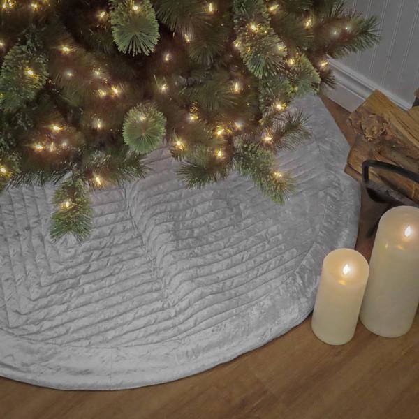 National Tree 60in. Quilted Velvet Silver Tree Skirt alternate view