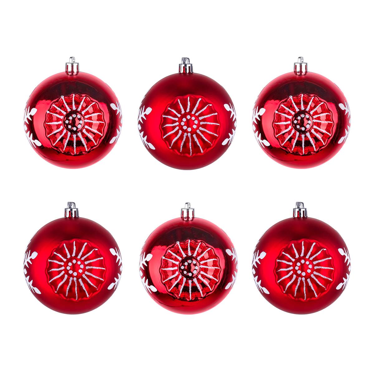 National Tree 6pc. Red Snowflake Shatterproof Ornaments