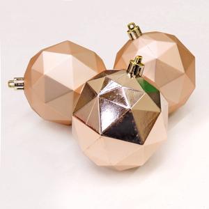 National Tree 10in. Rose Gold Geometric Ornaments - Set of 6