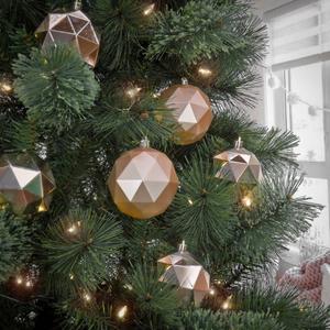 National Tree 10in. Rose Gold Geometric Ornaments - Set of 6 alternate view