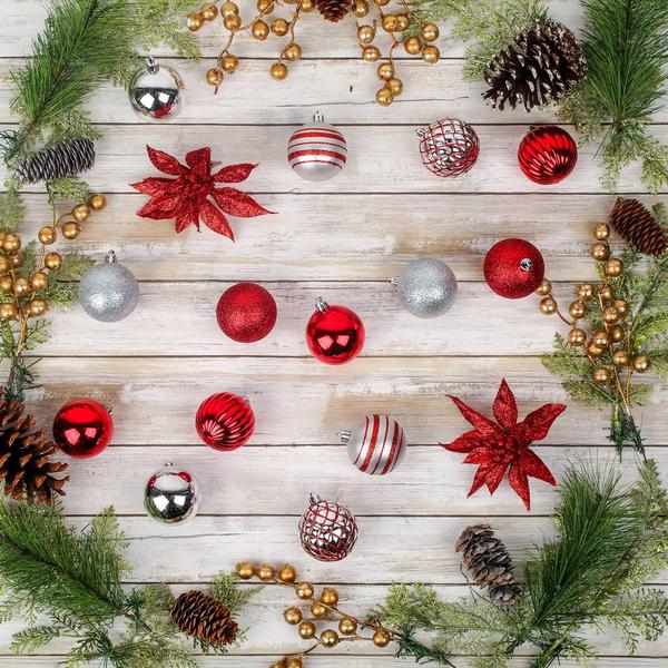 National Tree 40pc. Red Shatterproof Bauble Ornaments alternate view