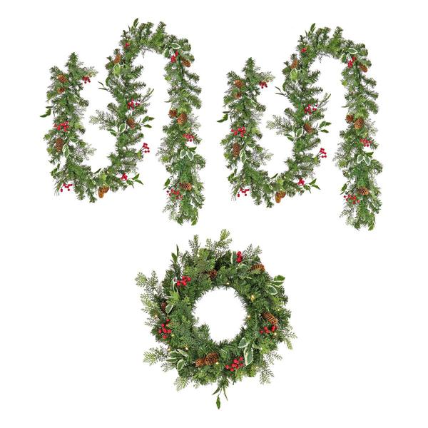 National Tree Holly Berry Mixed Tip Pre-Lit Set