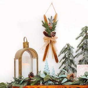National Tree 17in. Holiday Skis Floral Wall Hanging Decor alternate view