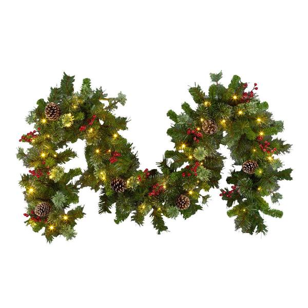 National Tree Iced Berry Pine 9ft. LED Christmas Garland