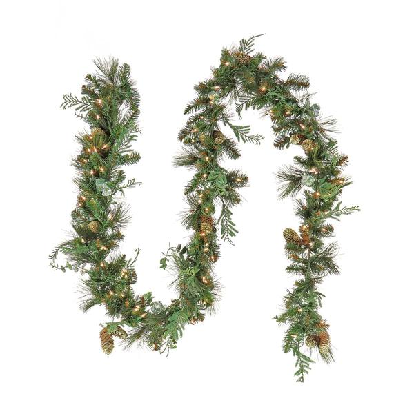National Tree 9ft. North Conway Garland w/20 Glittery Cones