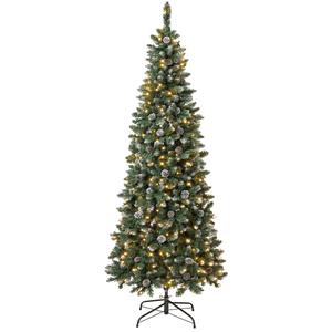 National Tree 7.5ft.Oakley Hills Snow Slim Pre-Lit Christmas Tree