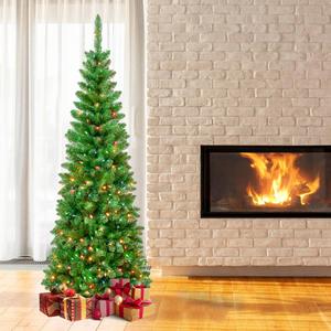 National Tree 7.5ft. Rowan Pencil Slim Pre-Lit Christmas Tree alternate view