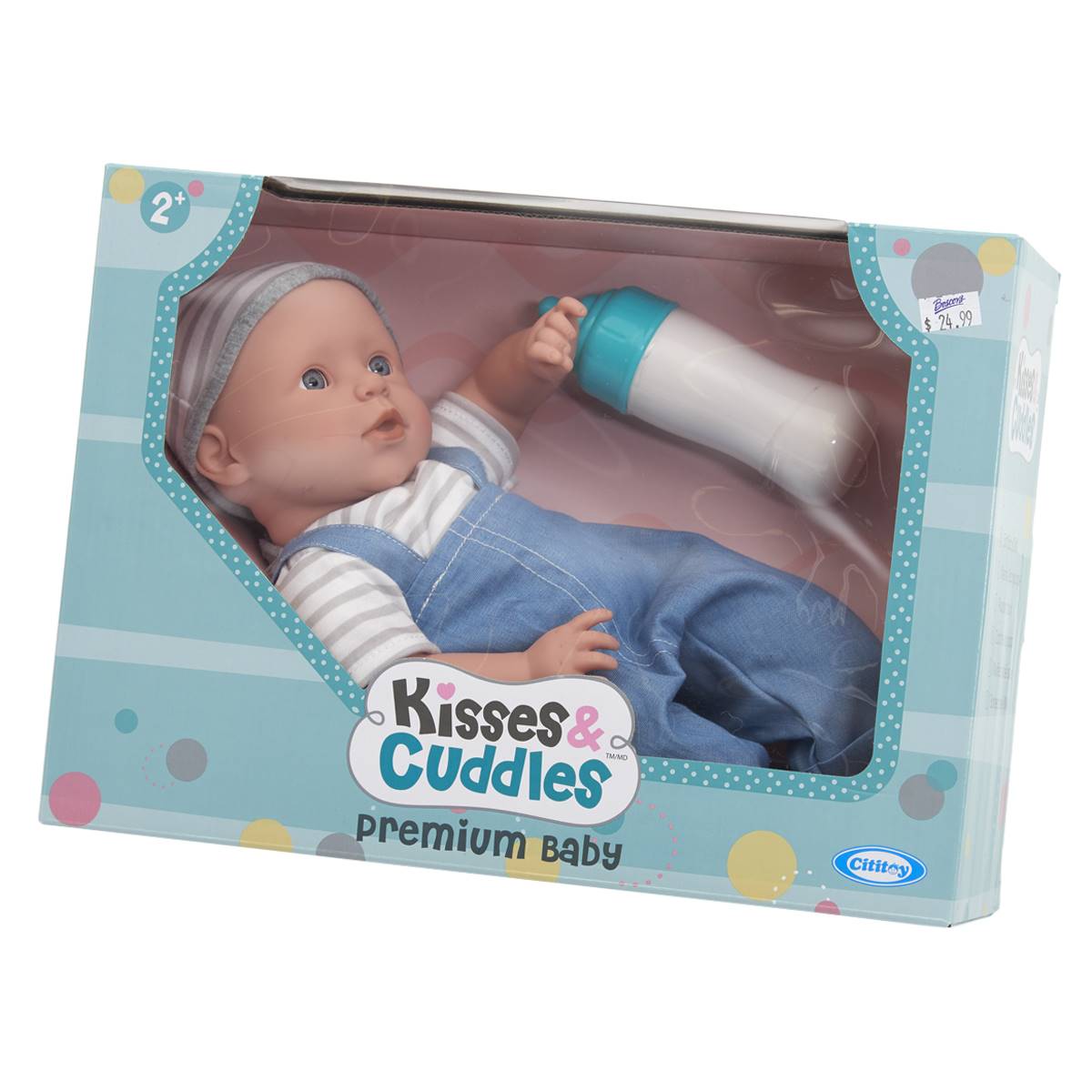 Kisses & Cuddles 14in. Boy Soft Baby Doll With Bottle