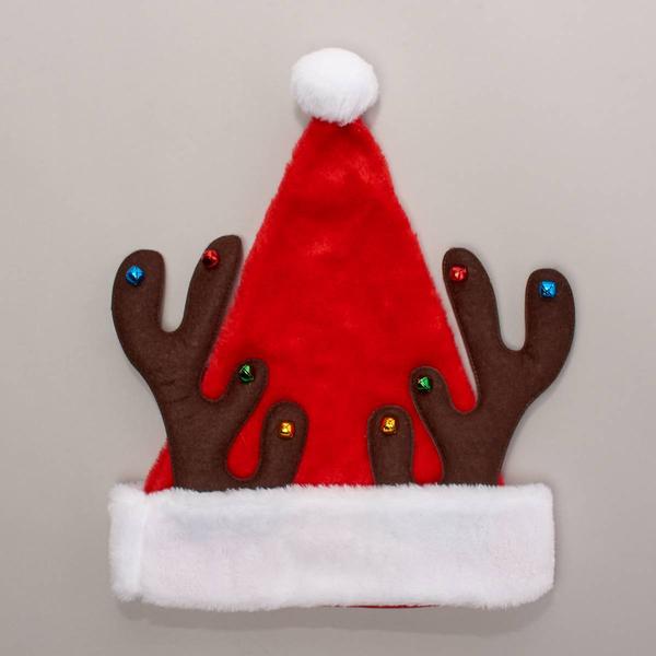 Santa Hat with Reindeer Antlers