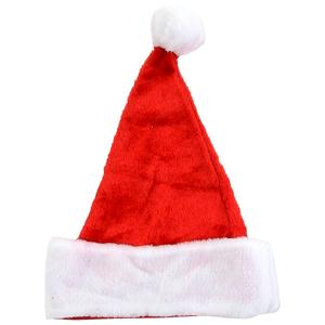 Red Plush Santa Hat with Plush Cuff and Pom
