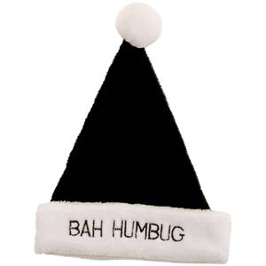 Plush Santa Hat with Embroidered Bah Humbug
