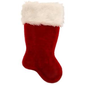 Red and White Velvet Touch Stocking with Soft and Silky Cuff