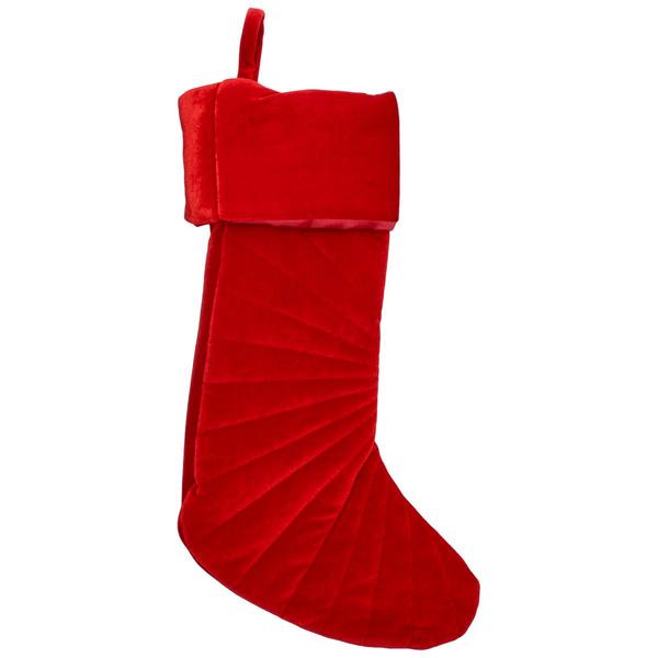 Cherry Red Plush Velvet Christmas Stocking